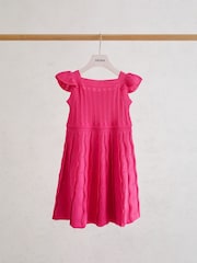 Reiss Pink Erin 13-14 yrs Textured-Knit Cap-Sleeve Dress - Image 2 of 3