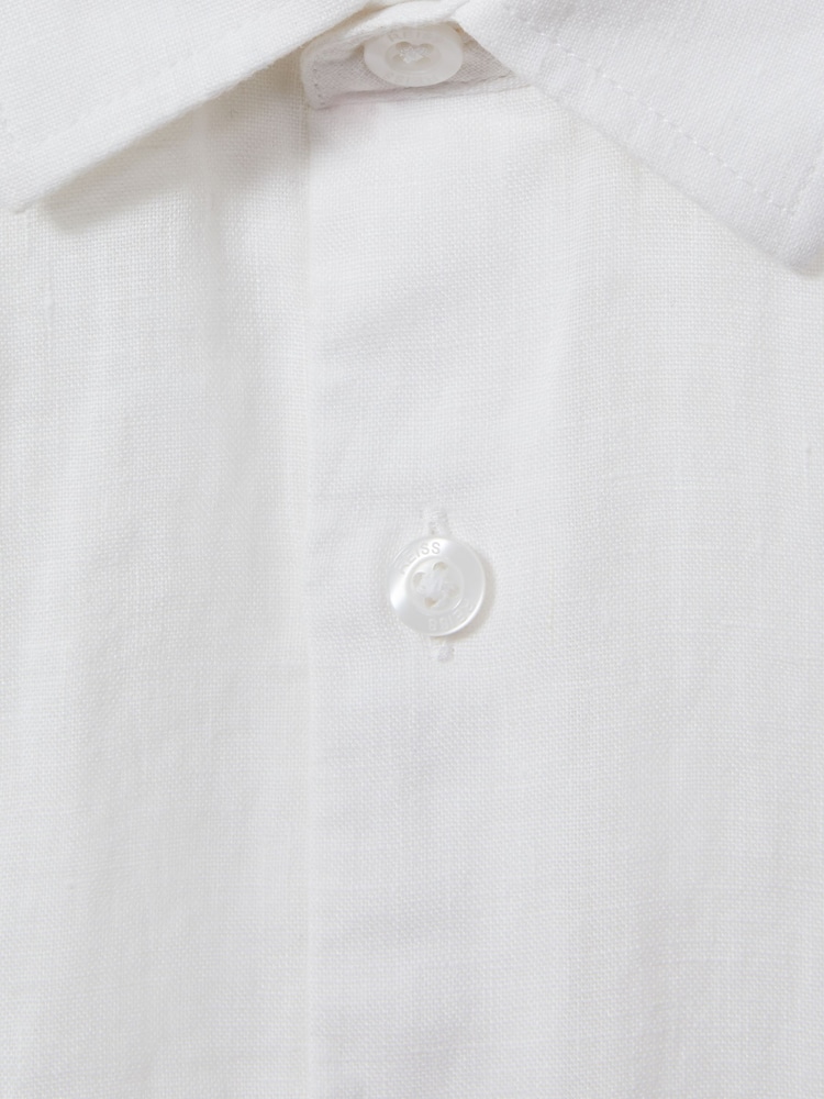 Reiss White Holiday Linen Short-Sleeve Button-Through Shirt - Image 4 of 4