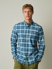 Blue Stretch Oxford Check Long Sleeve Shirt - Image 1 of 6