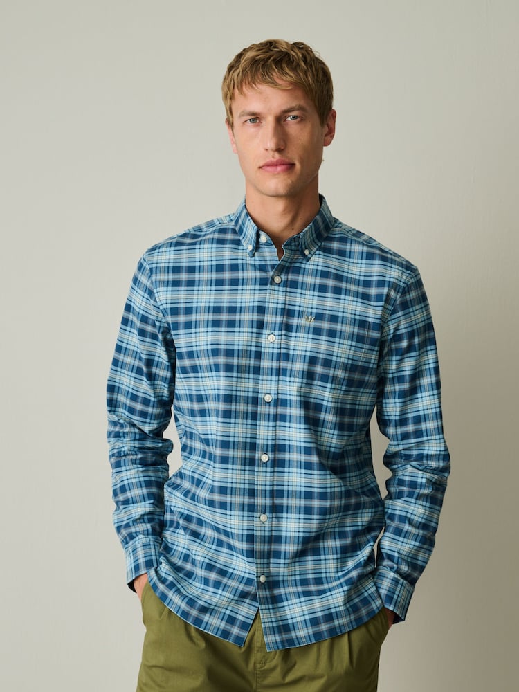 Blue Stretch Oxford Check Long Sleeve Shirt - Image 1 of 6