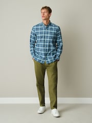 Blue Stretch Oxford Check Long Sleeve Shirt - Image 3 of 6