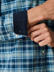 Blue Stretch Oxford Check Long Sleeve Shirt - Image 5 of 6