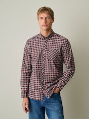 Navy/Red Stretch Oxford Check Long Sleeve Shirt - Image 1 of 5
