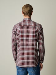 Navy/Red Stretch Oxford Check Long Sleeve Shirt - Image 3 of 5