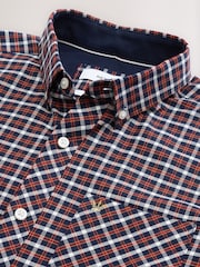Navy/Red Stretch Oxford Check Long Sleeve Shirt - Image 7 of 8