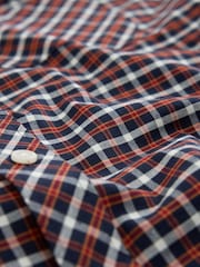 Navy/Red Stretch Oxford Check Long Sleeve Shirt - Image 8 of 8