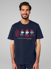 All + Every Blue Evolution Of Papa Smurfolution Metaverse Smurfs Movie T-Shirt - Image 1 of 4