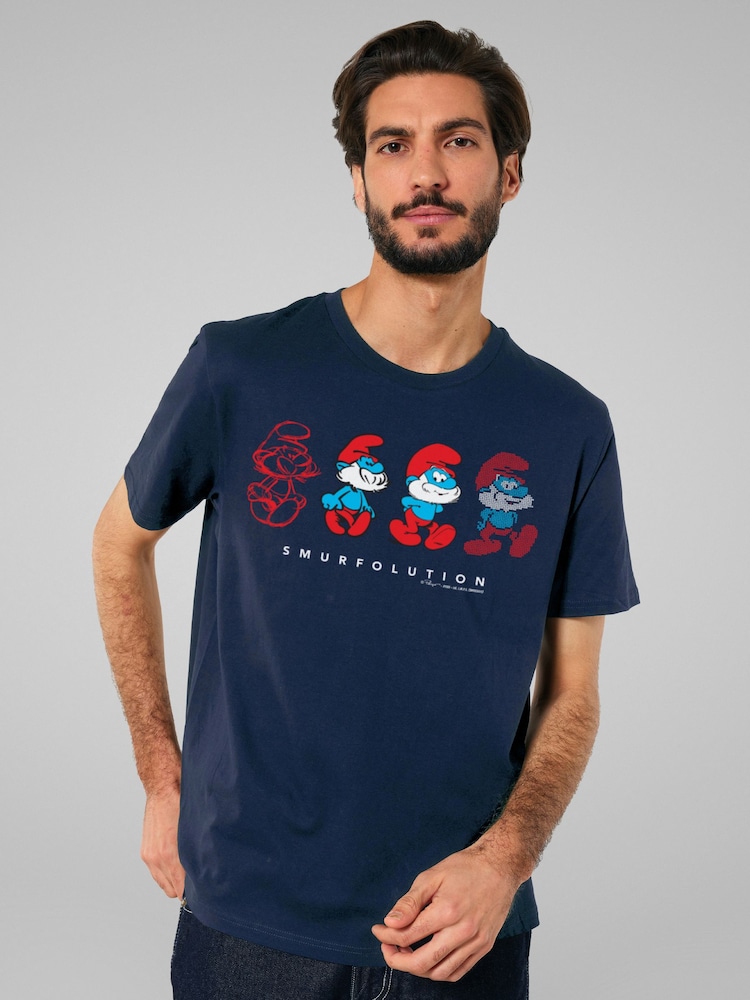 All + Every Blue Evolution Of Papa Smurfolution Metaverse Smurfs Movie T-Shirt - Image 2 of 4