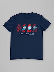 All + Every Blue Evolution Of Papa Smurfolution Metaverse Smurfs Movie T-Shirt - Image 3 of 4