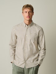 Ecru Stretch Oxford Check Long Sleeve Shirt - Image 1 of 5