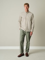 Ecru Stretch Oxford Check Long Sleeve Shirt - Image 2 of 5