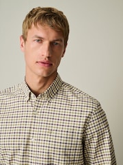 Ecru Stretch Oxford Check Long Sleeve Shirt - Image 4 of 5
