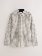 Ecru Stretch Oxford Check Long Sleeve Shirt - Image 6 of 8