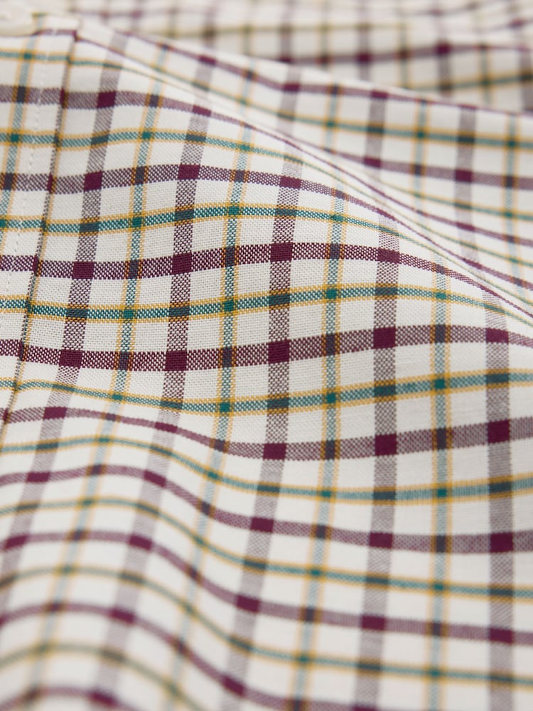 Ecru Stretch Oxford Check Long Sleeve Shirt - Image 8 of 8 Ecru Stretch Oxford Check Long Sleeve Shirt - Image 8 of 8