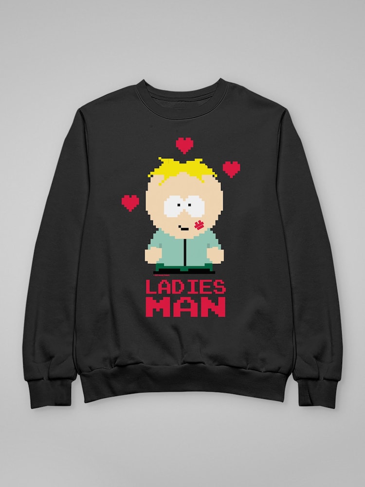 All + Every Black Butters Stotch 8 Bit Ladies Man Valentine's Day Sweatshirt - Image 3 of 3