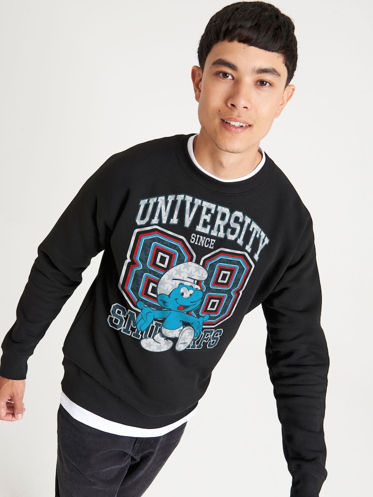 All + Every Black The Smurfs University College Sports Sweatshirt - Image 2 of 3
