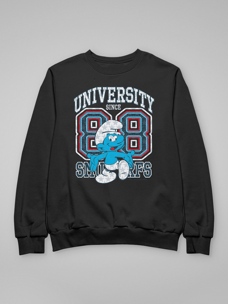 All + Every Black The Smurfs University College Sports Sweatshirt - Image 3 of 3