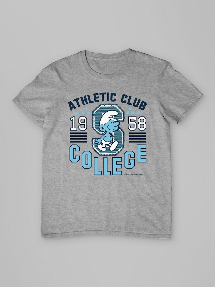 All + Every Grey The Smurfs Athletic Club College Sports T-Shirt - Image 3 of 3