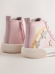 Pink Rainbow Standard Fit (F) High Top Trainers - Image 4 of 5