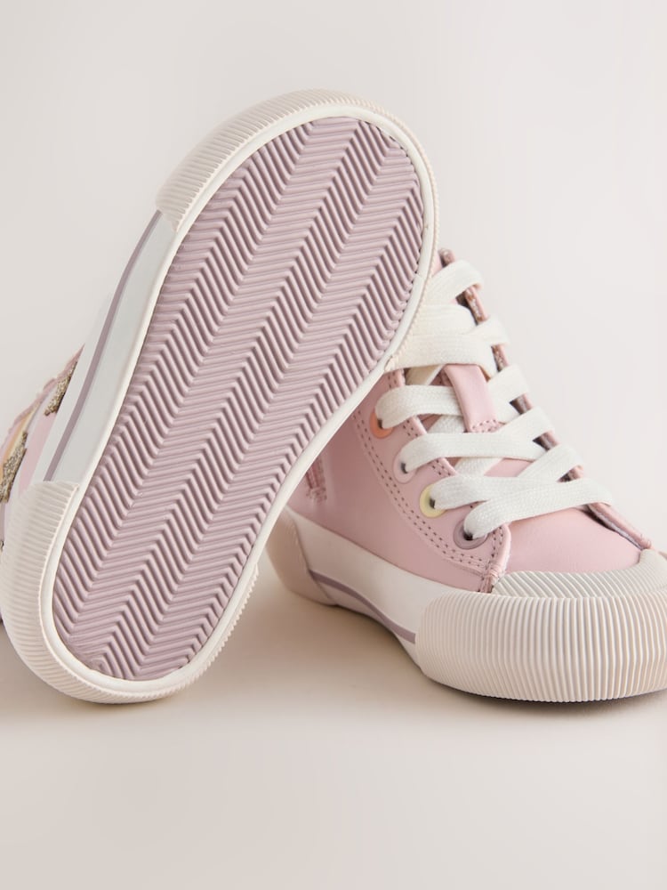 Pink Rainbow Standard Fit (F) High Top Trainers - Image 5 of 5