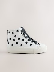 White/Black Polka Dot Standard Fit (F) High Top Trainers - Image 4 of 7