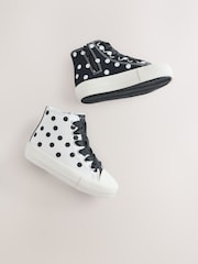 White/Black Polka Dot Standard Fit (F) High Top Trainers - Image 5 of 7