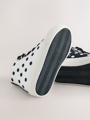 White/Black Polka Dot Standard Fit (F) High Top Trainers - Image 7 of 7