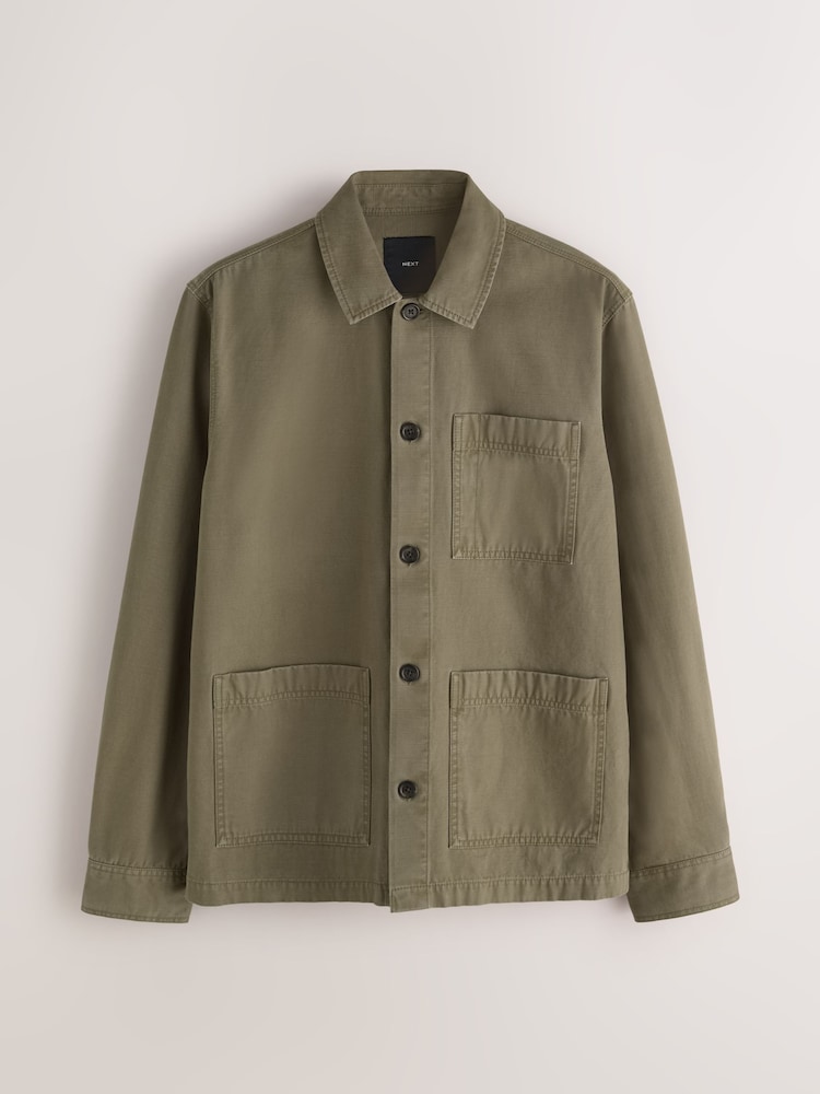 Khaki Green Chore Canvas Shacket - Image 1 of 5