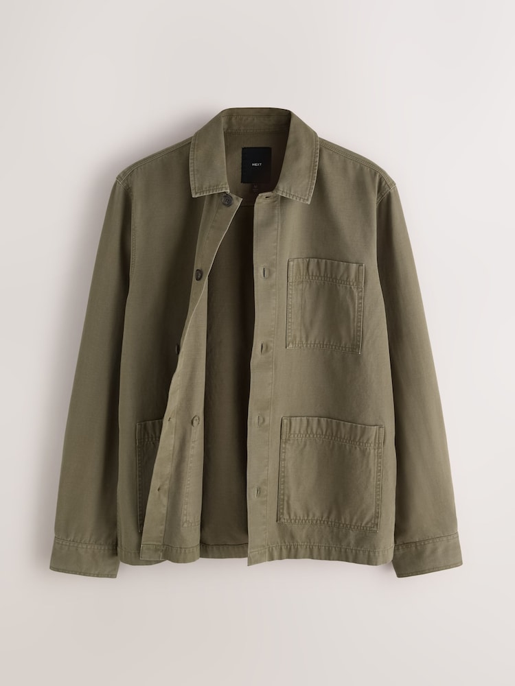 Khaki Green Chore Canvas Shacket - Image 2 of 5