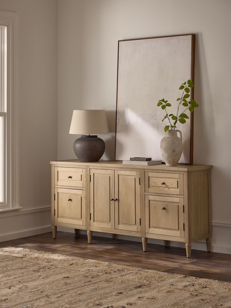 Mid Natural Moreton Oak Veneer Large Sideboard - Image 2 of 9 Mid Natural Moreton Oak Veneer Large Sideboard - Image 2 of 9
