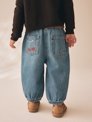 Mushroom/ Floral Embroidered Barrel Jeans (3mths-7yrs) - Image 3 of 4