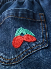 Rainbow Cherry Crochet Embroidered Barrel Jeans (3mths-7yrs) - Image 7 of 8