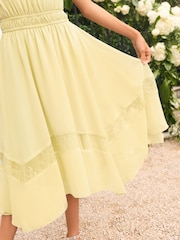 Lipsy Lemon Yellow Lace Hanky Hem Occasion Dress (5-16yrs) - Image 2 of 5