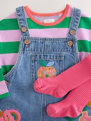 Denim Stripe T-Shirt Dungaree and Tights Set (3mths-7yrs) - Image 11 of 14