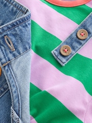 Denim Stripe T-Shirt Dungaree and Tights Set (3mths-7yrs) - Image 13 of 14