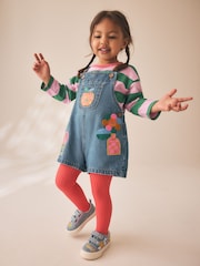Denim Stripe T-Shirt Dungaree and Tights Set (3mths-7yrs) - Image 2 of 14