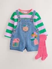 Denim Stripe T-Shirt Dungaree and Tights Set (3mths-7yrs) - Image 6 of 14