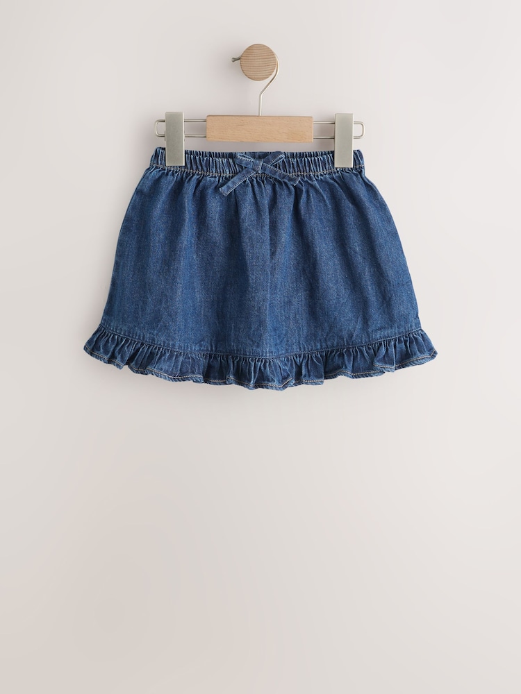 Denim azul oscuro - Falda con dobladillo con volantes (3 meses-7 años) - Imagen 1 de 4