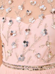 Lipsy Pink Embellished Mesh Occasion Dress (7-16yrs) - Image 5 of 5