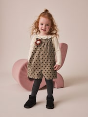 Brown Spot Cord Dungaree & Tights Set (3mths-7yrs) - Image 1 of 3