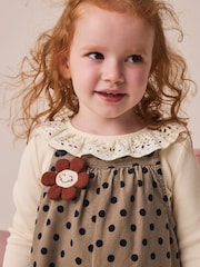 Brown Spot Cord Dungaree & Tights Set (3mths-7yrs) - Image 2 of 3