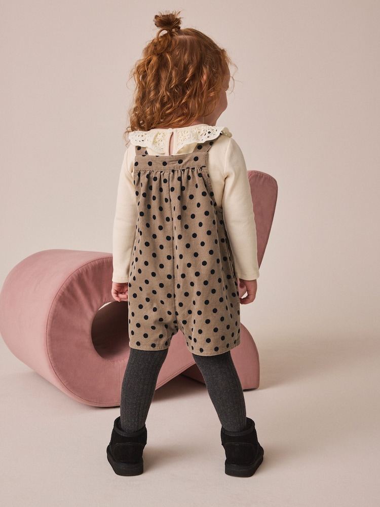 Brown Spot Cord Dungaree & Tights Set (3mths-7yrs) - Image 3 of 3