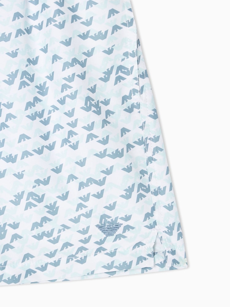 Emporio Armani Blue All Over Logo Swim Boxers - Image 2 of 3