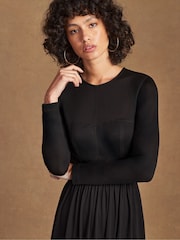 Ro&Zo Black Seamed Bodice Jersey Dress - Image 2 of 5