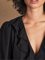 Ro&Zo Black Ruffle Front Trim Detail Blouse - Image 5 of 6