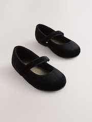 Black Velvet Standard Fit (F) Mary Jane Touch Fastening Occasion Shoes - Image 1 of 5