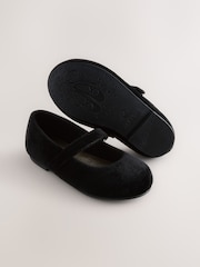 Black Velvet Standard Fit (F) Mary Jane Touch Fastening Occasion Shoes - Image 3 of 5