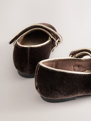 Chocolate Brown Velvet Standard Fit (F) Mary Jane Touch Fastening Occasion Shoes - Image 4 of 5