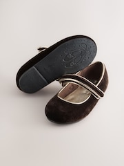 Chocolate Brown Velvet Standard Fit (F) Mary Jane Touch Fastening Occasion Shoes - Image 5 of 5