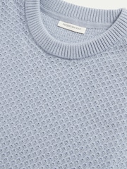 Peckham Rye Blue Honeycomb Knitted Crew Neck Jumper - Image 7 of 9